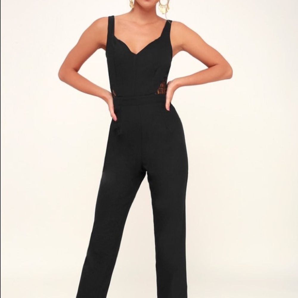 Lulu’s 4SI3NNA Rumi Black Lace Skinny Jumpsuit